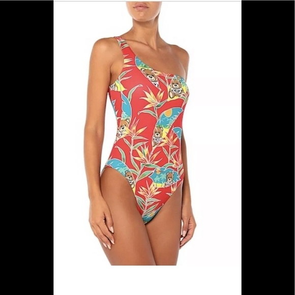 Moschino women's one-piece swimsuit red Logo nwt